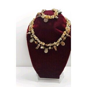 Gemestone Chip Agate Choker Bracelet Silver Set